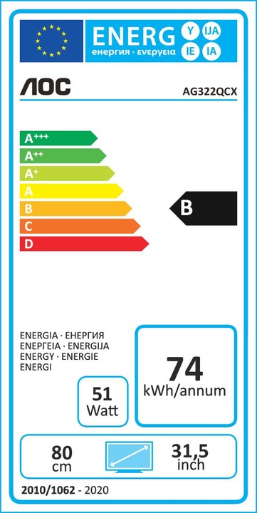 Energie-Label AOC Agon AG322QCX (2560 x 1440 Pixel, 31.50")