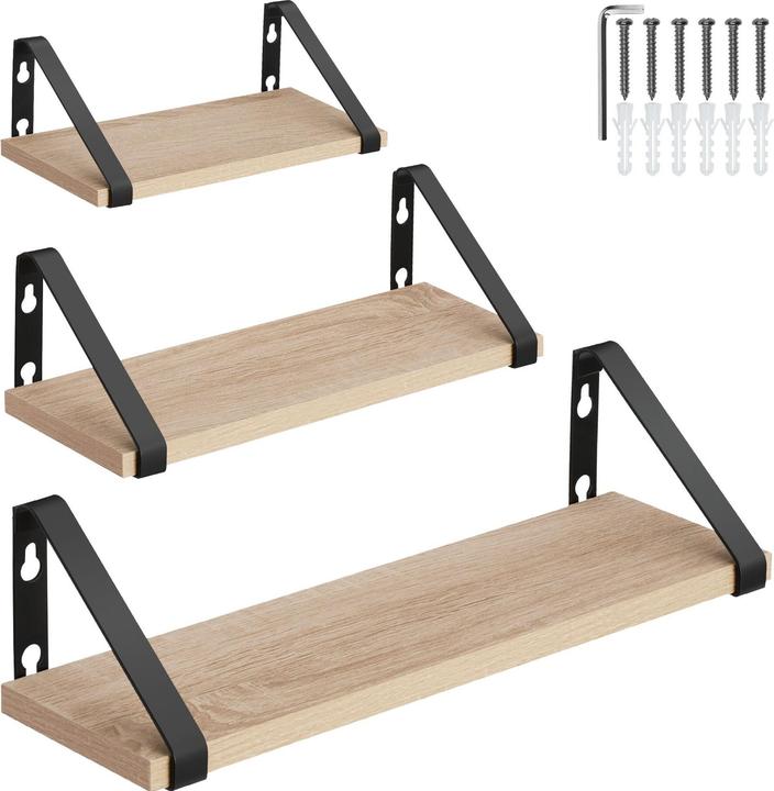 Actual product image tectake 3 hanging shelves Cowell (40 x 12 x 12 cm)