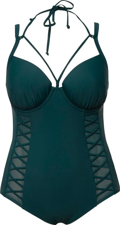 Image du produit Ulla Popken Maillot de bain à nouer sur la nuque. Bonnets souples avec armatures. Matière recyclée (56)