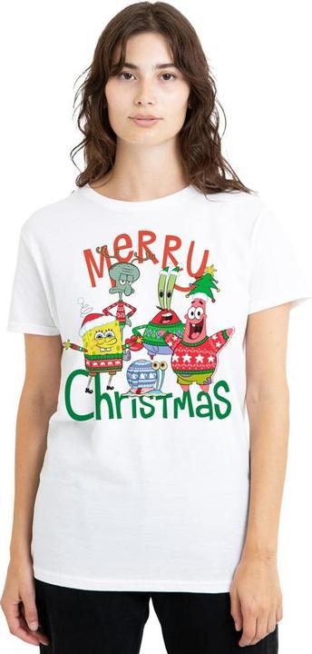Immagine prodotto Spongebob Squarepants Merry Christmas Maglietta Gruppo Adulto Unisex (S)