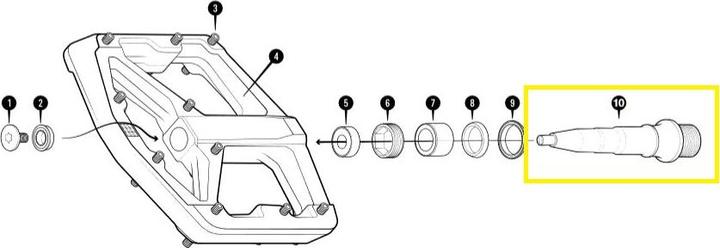 Crankbrothers Pedal Spindle Achse, Stamp V2, rechts, Level 2+3