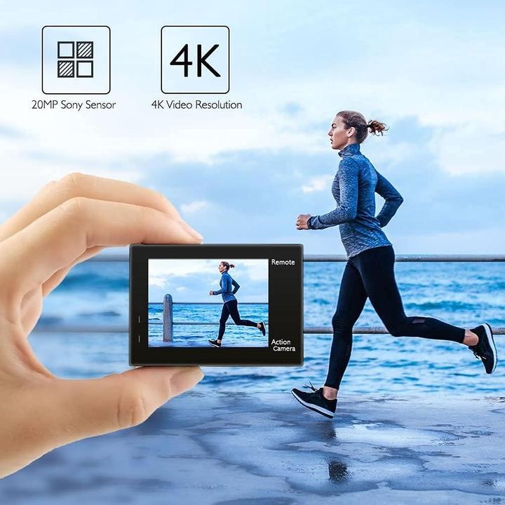 Image du produit Akaso Caméra d'action, 4K 20MP Caméra d'action/caméra sous-marine avec stabilisation d'image, zoom -timer (30p, Bluetooth, GPS, WiFi)
