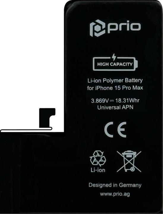 Actual product image prio Hochleistungsakku für iPhone 15 Pro Max (4730 mAh) - Universeller APN -