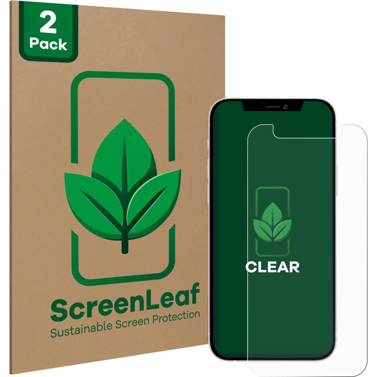 ScreenLeaf Schutzfolie nachhaltiger Displayschutz Displayschutzfolie Folie Klar Transparent (2 Stück, Apple iPhone 12 mi...