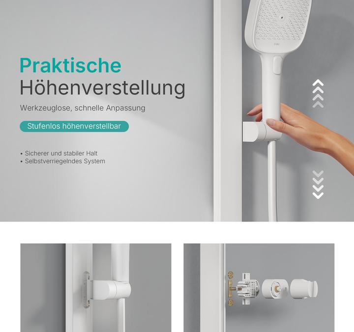 Actual product image Emke Shower system with thermostat White matt shower mixer Complete shower set Rain shower with mixer