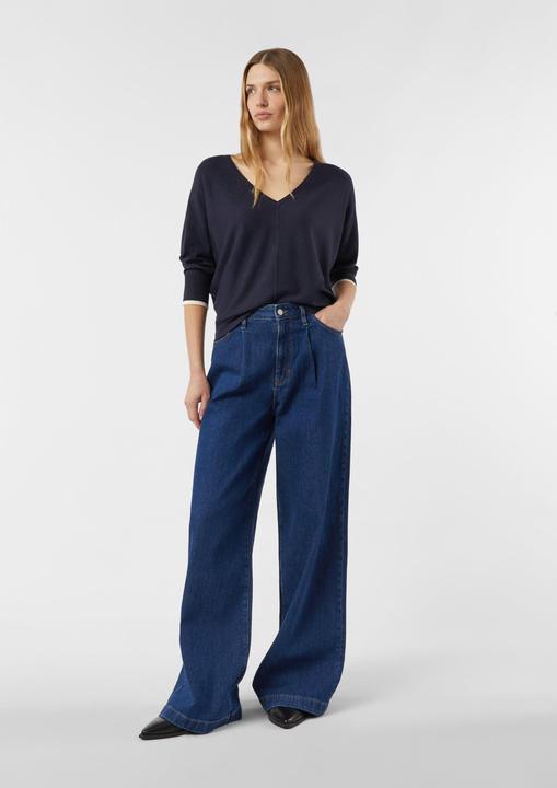 Produktbild Comma Strickpullover Femininer Feinstrickpullover mit V-Ausschnitt und 3/4 Arm (M)