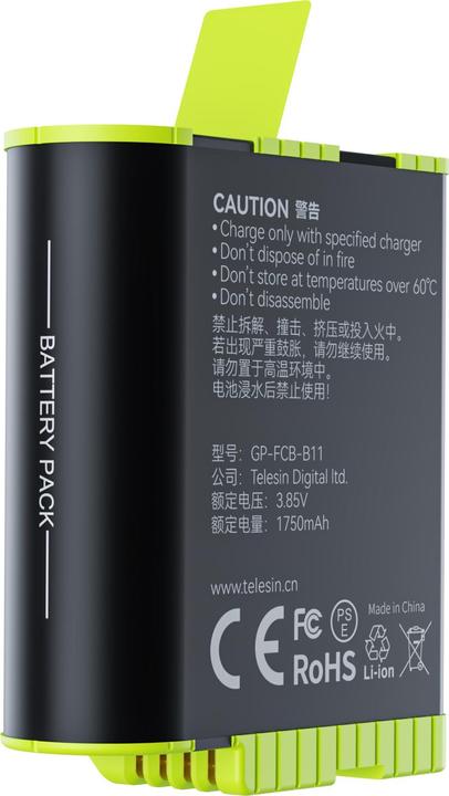 Image du produit Telesin Batterie de charge rapide pour GoPro Hero 11/10/9 GP-FCB-B11