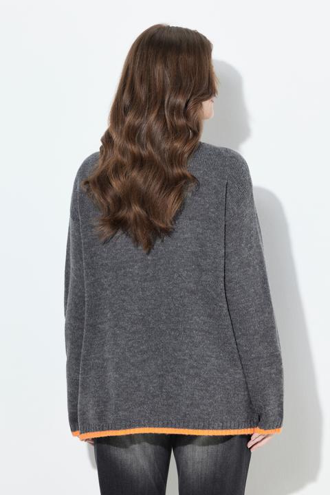 Produktbild Ulla Popken Pullover, farbige Kanten, V-Ausschnitt, Langarm (58)
