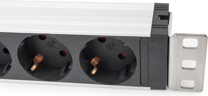 Produktbild Digitus Steckdosenleiste mit Aluminiumprofil und Schalter, Überspannungsschutz, integrierter Netzfilter, 5- (5 x, CEE 7/3, 2 m)