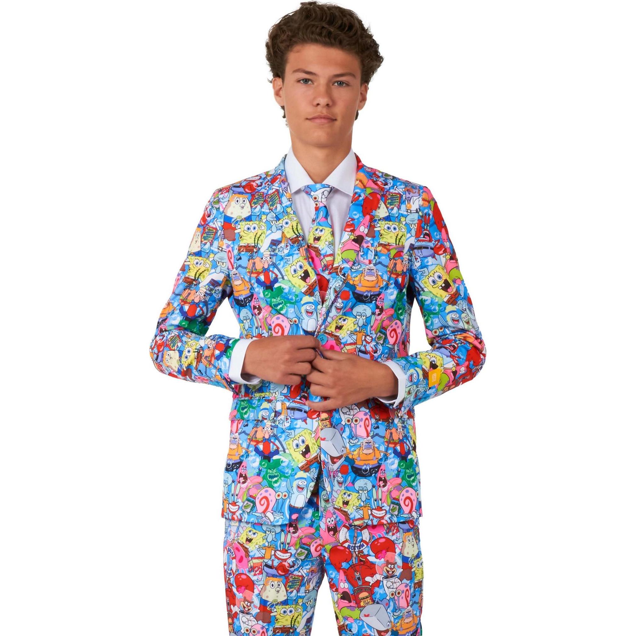 Thumbnail - OppoSuits Teen SpongeBob Frenzy Anzug für Jugendliche (134, 140)