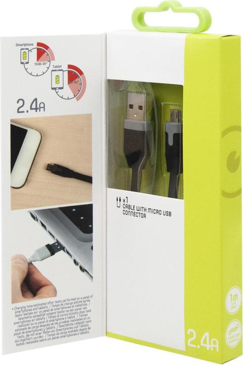 Actual product image Muvit Tab Cable Plat Charge & Synchro 2.4a Usb/Micro-Usb 1m Noir (1 m, USB 2.0)