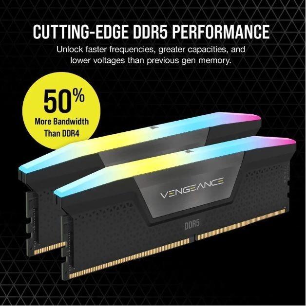 Productafbeelding Corsair D564GB 6000-30 Vengeance RGB bk K2 COR (2 x 32GB, 6000 MHz, DDR5 RAM, DIMM 288 pin)