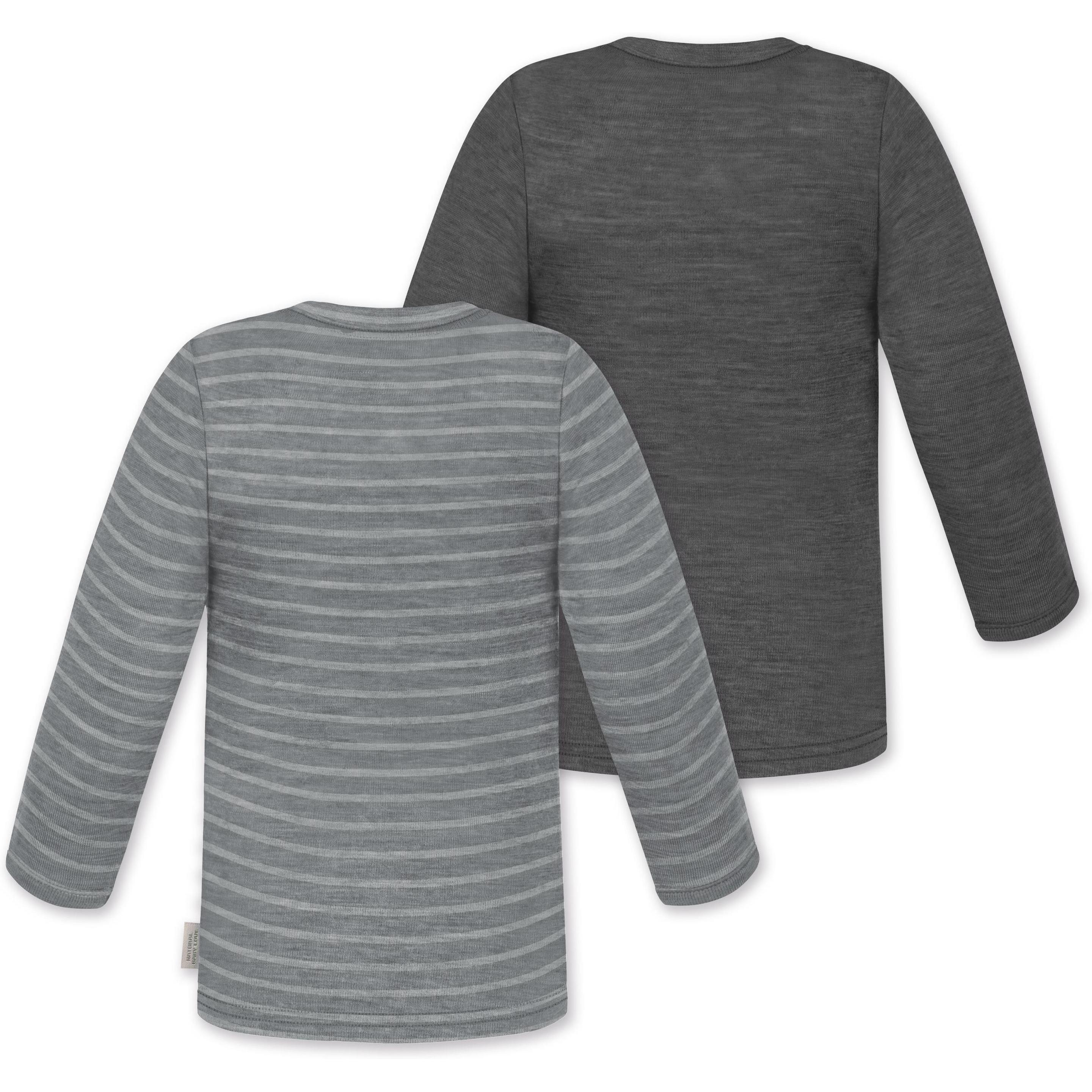 Thumbnail - Normani, Herren, Body, 2er Pack Baby Merino Longsleeve „Taupo" - 9473, Grau, (104)