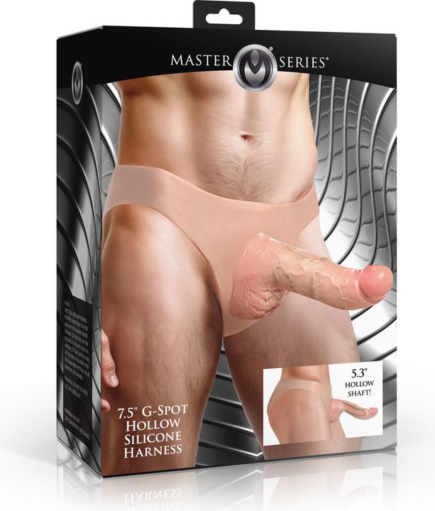 XR Brands Curved Hollow Silicone Strap-On Harness - 7.5 / 19 cm