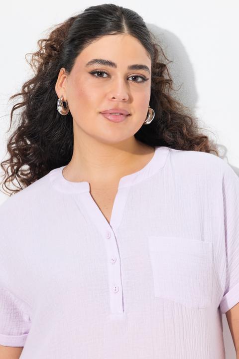 Produktbild Ulla Popken Musselin-Bluse, Oversized, Tunika-Ausschnitt, Halbarm (46, 48)