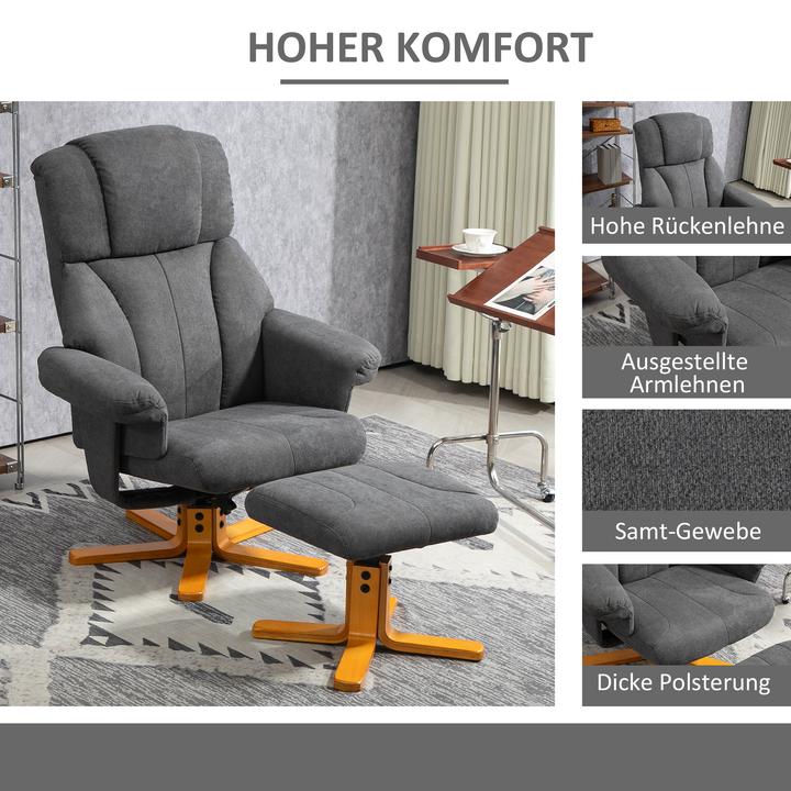 Produktbild Homcom Relaxsessel Polyester,Schaumstoff Dunkelgrau