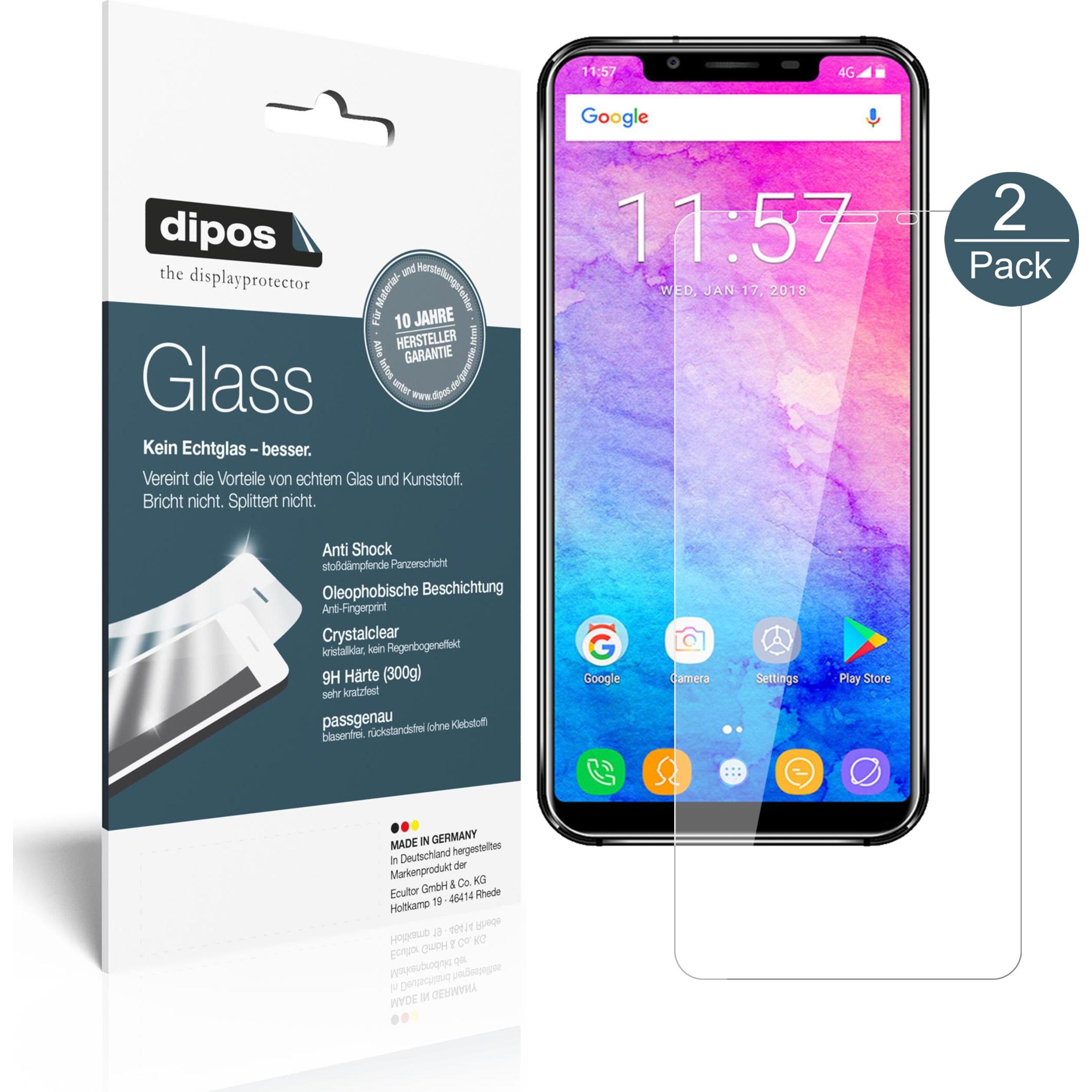 Dipos Displayschutz Anti-Shock (2 Stück, Oukitel U18), Smartphone Schutzfolie, Transparent