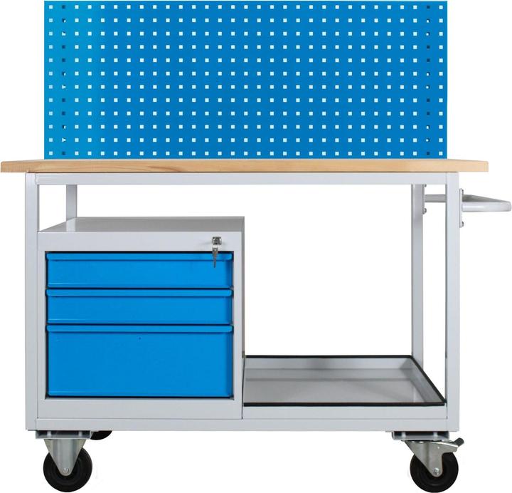 Actual product image ADB Mobile workbench with perforated wall (130 cm, 60 cm)