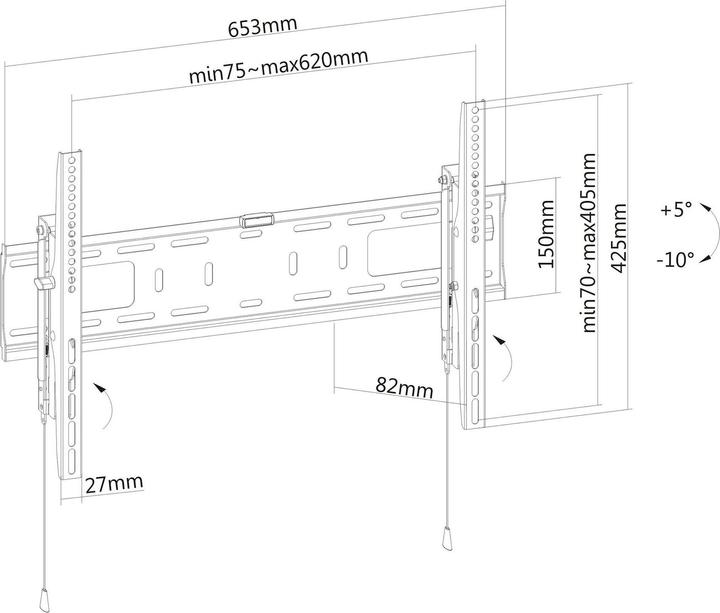 Actual product image PureMounts Wall Mount PM-BTL600, Black (Wall, 70", 50 kg)