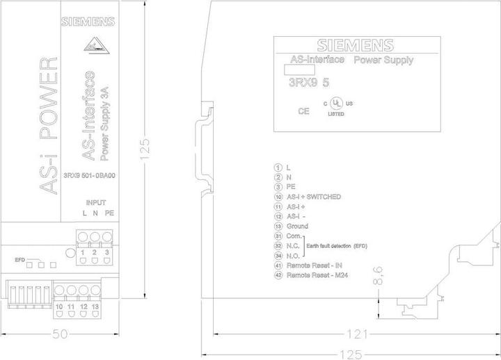 Produktbild Siemens ASI Power 3A DC24V IP20 Netzteil inDC24V outASInterface 3A