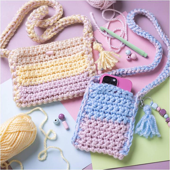 Actual product image Creativ Company Craft kit crochet bags assorted colours