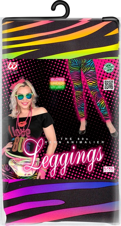 Actual product image Widmann 80er JAHRE LEGGINGS NEON BUNT TIGERPRINT, L/XL (L)