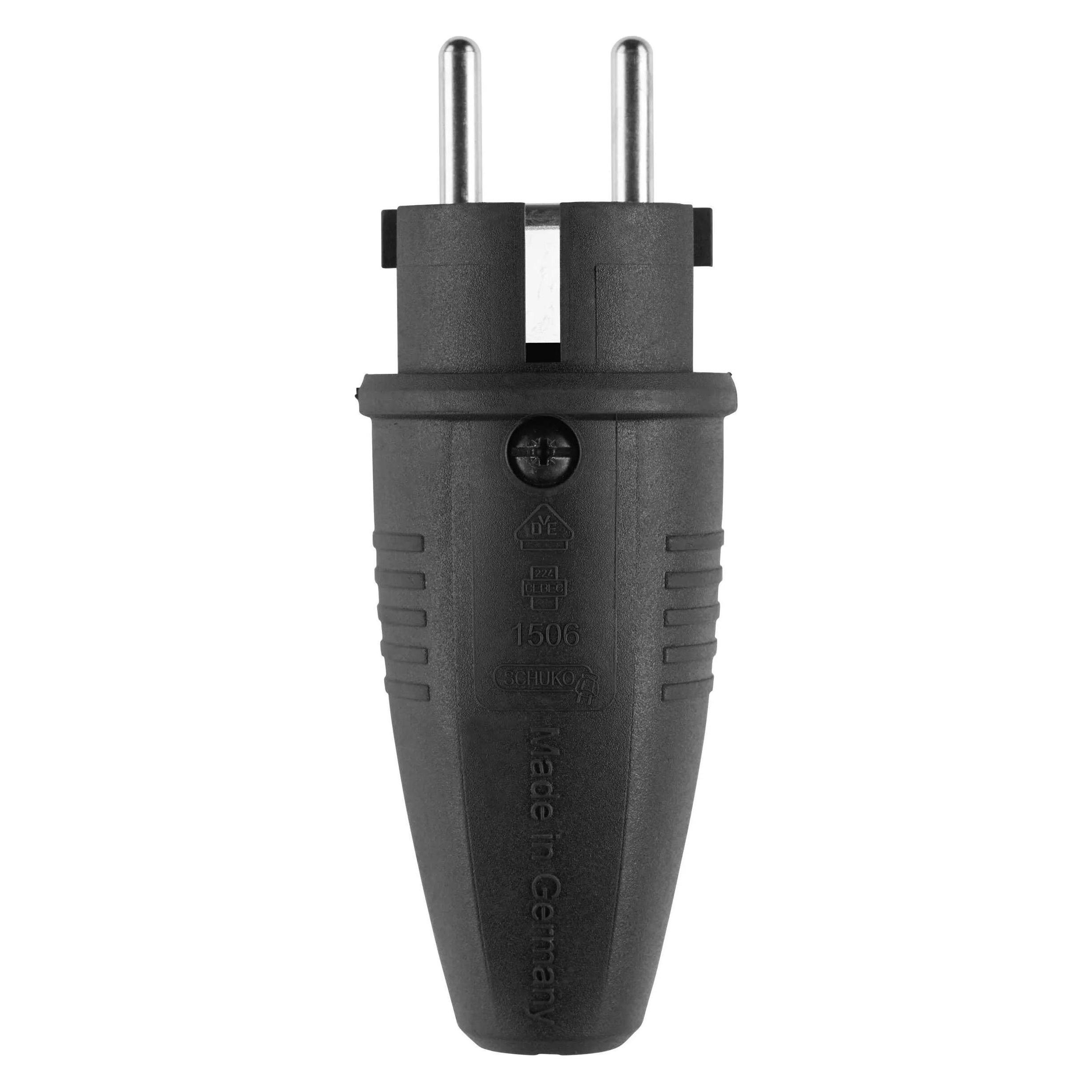 Abl, Sockets + Connectoren, Rubber Schuko Plug 100000039 (Tpe) Zwart IP44 Tot 3x 2, 5 Mm (Cee 7/7)