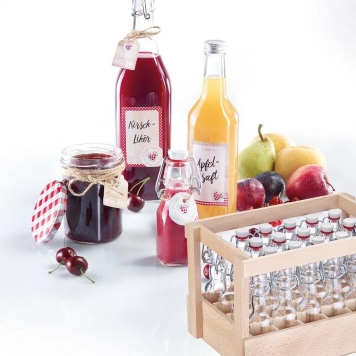 Produktbild Westmark 24 Mini-Bügelverschlussflasche rund, 40 ml, im Holzdisplay