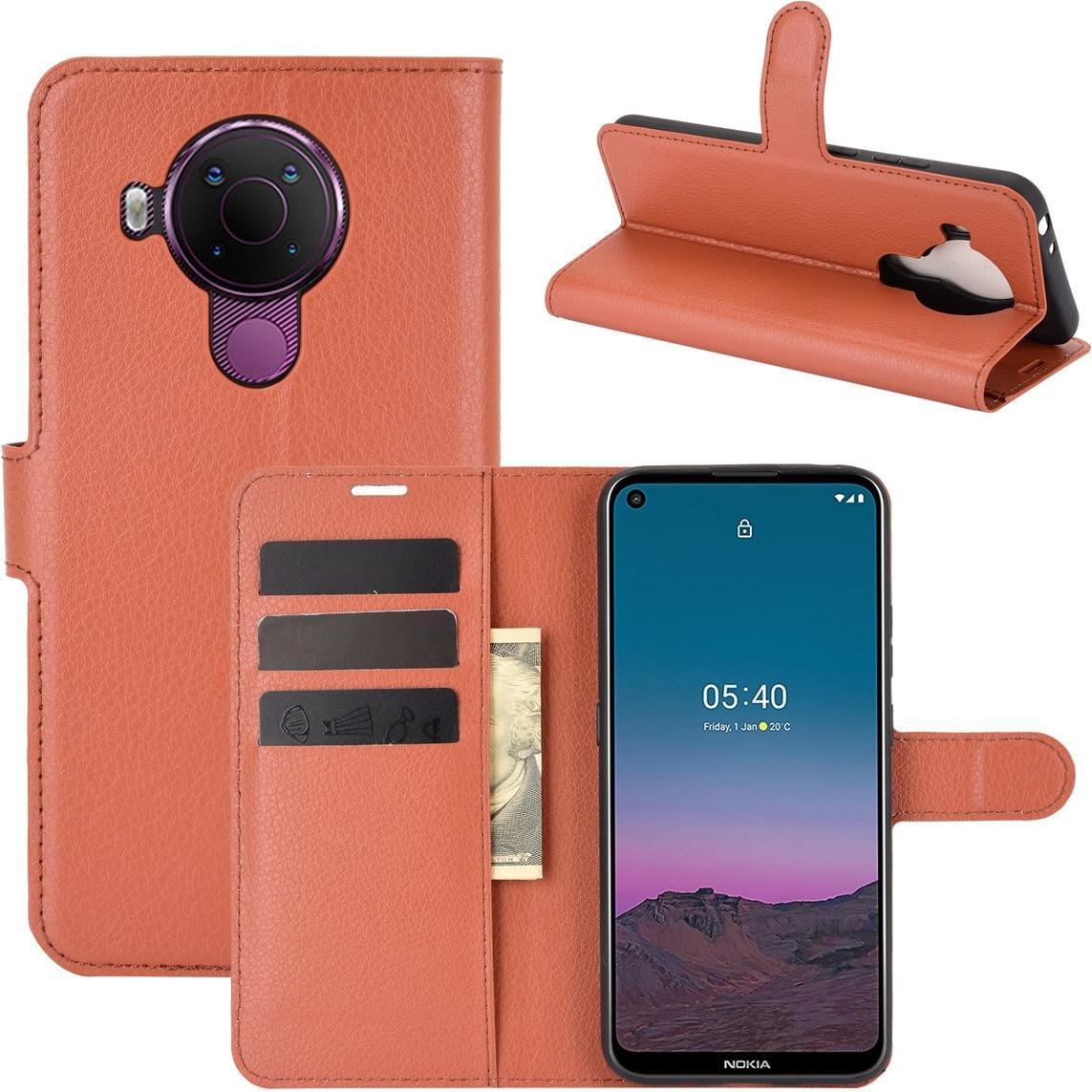 König Design Hülle Handy Schutz für Nokia 5.4 Case Flip Cover Tasche Etuis Bumper Braun Neu (Nokia 5.4), Smartphone Hüll...