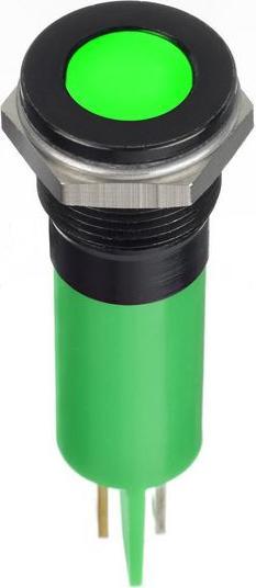 RS PRO 12mm flush black chrome LED, green 24Vdc