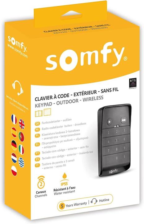 Image du produit somfy Clavier radio RTS 2 touches avec code pour portail ou garage motorisé