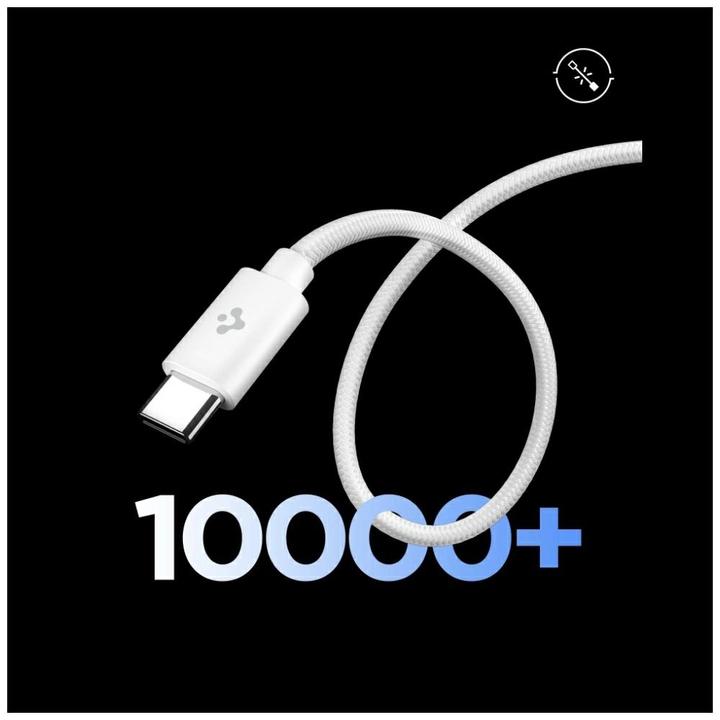 Actual product image Spigen Essential USB C to USB C 100W Fabric Cable, white EB10010CCA (1 m, 100 W)