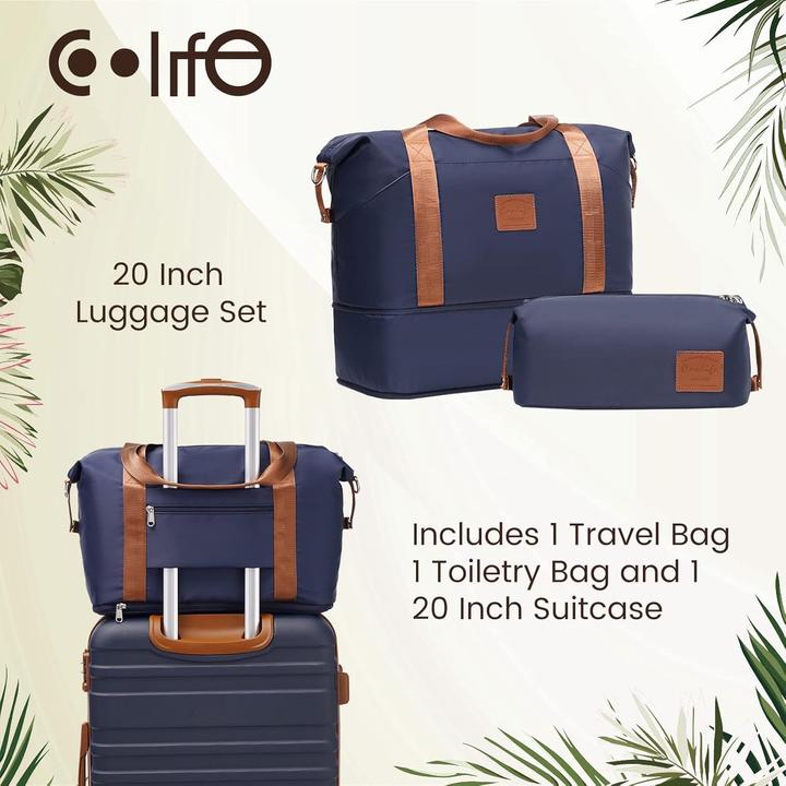 Produktbild Coolife 3-teiliges Reisekoffer-Set mit Reisetasche und Kulturbeutel (38 l)