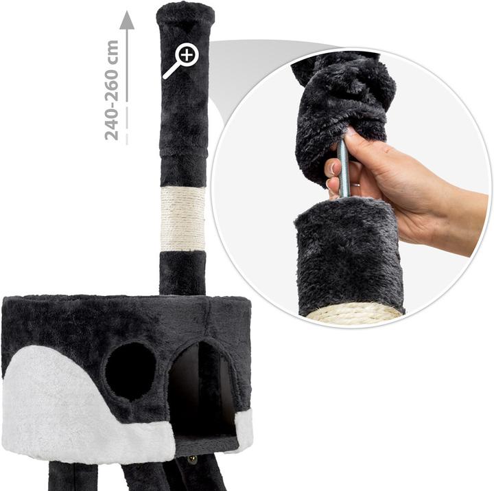 Image du produit tectake Arbre à chat Hansi (260 cm, Noir, Blanc)