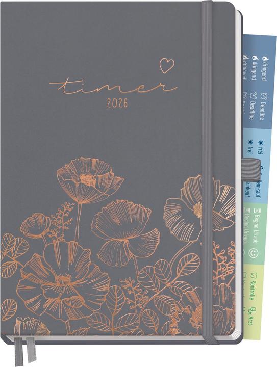 Produktbild Chäff Timer Premium A5 'Poppy' 2025/2026 (A5, 1 Woche / 2 Seiten)