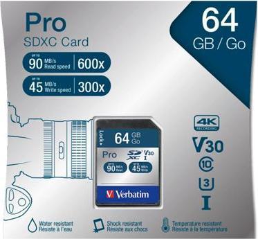 Actual product image Verbatim 47022 (64 GB, SDXC, U3, UHS-I)