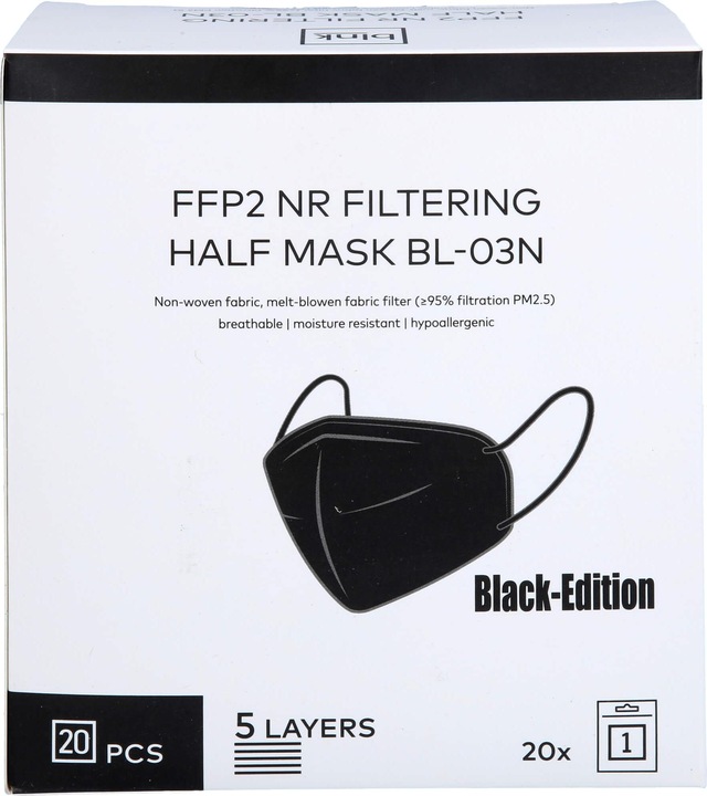 Actual product image blnk Hygiene face mask 20-pack ** black (FFP2, 20 x)