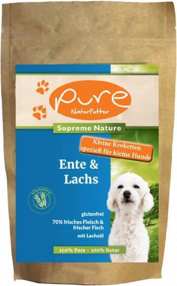 Actual product image Pure Naturfutter PURE Supreme Duck & Salmon - for small dog breeds, 400 g (Adult, 1 pcs., 400 g)