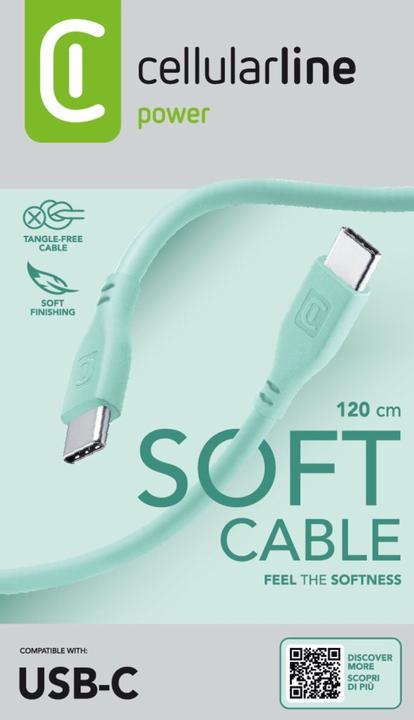 Immagine prodotto Cellularline Soft cable 120 cm - USB-C to USB-C (1.20 m, USB 3.2 Gen 1)