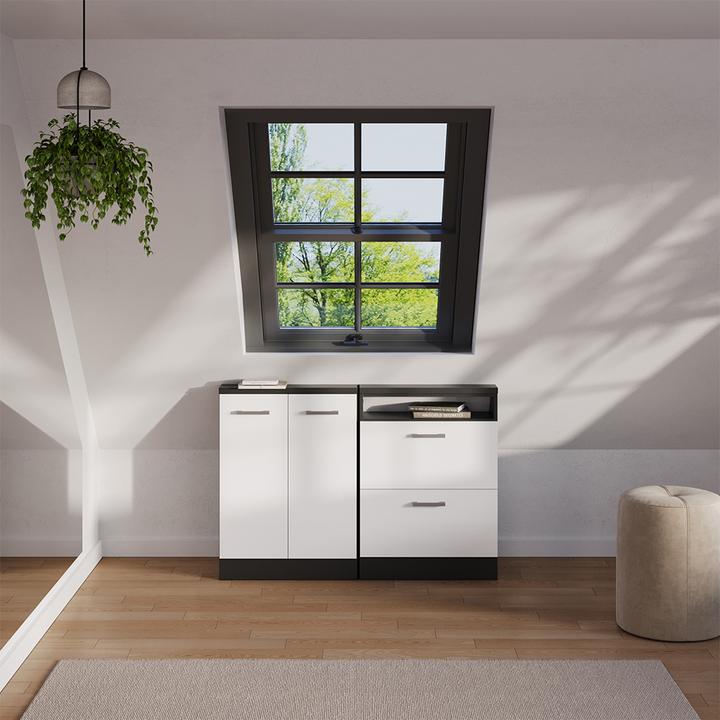 Produktbild Vichy Dachschrägenschrank Rion, Anthrazit/Weiss Hochglanz, mit 2 Schubladen (46 x 46 x 81.60 cm)