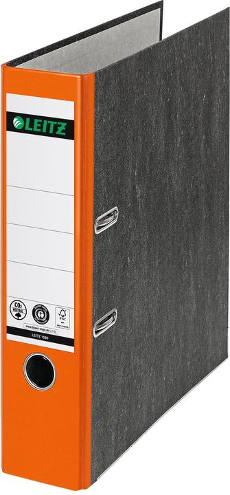 Produktbild Leitz Wolkenmarmor-Ordner, 180 Grad, DIN A4, 80 mm, orange farbiger Rücken, Einband aus Pappe, aussen (A4, 80 mm, 1 Stk.)