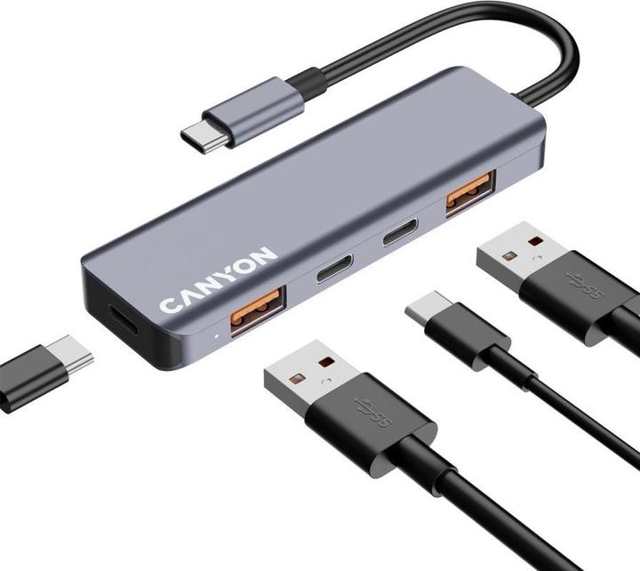 Produktbild Canyon Konverter Hub DS-18 5in1 USB-C Grau (USB-C, 5 Ports)