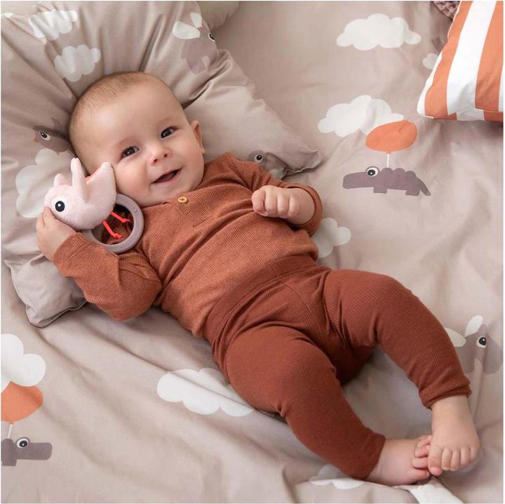Actual product image Done by Deer Birdee blue rattle with teething ring
