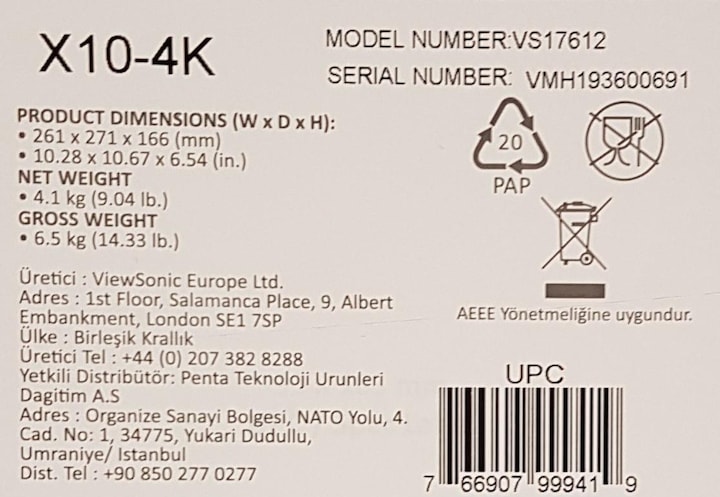 Produktbild Viewsonic X10-4K (4K, 2400 lm, 0.8:1)