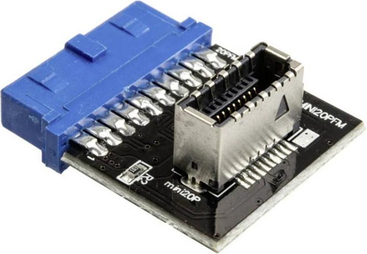 Actual product image Raijintek USB 3.0 20 Pin to USB Mini 20 Pin Front Panel USB Type C Adapter