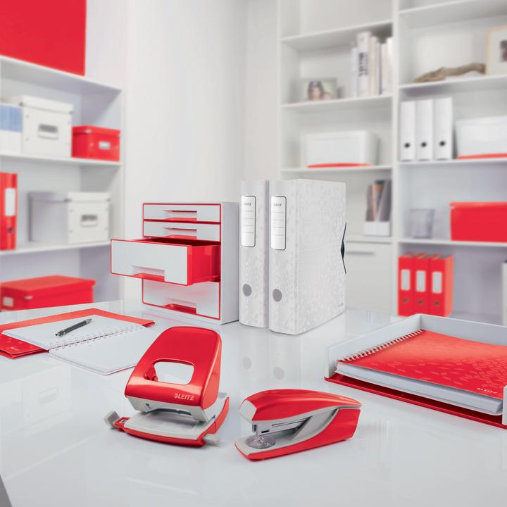 Actual product image Leitz Punch + stapler WOW metallic red
