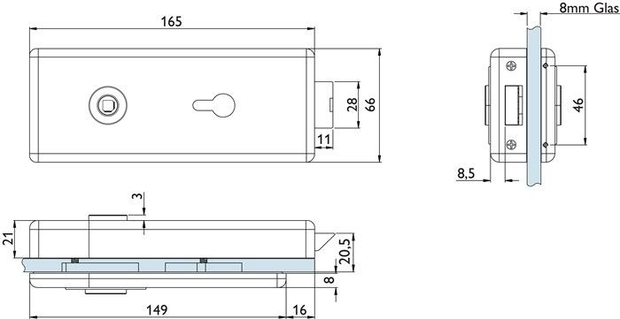 Productafbeelding Hermat Glasdeurslot 6083 PZ-Genova VA ma PZ DIN L/R