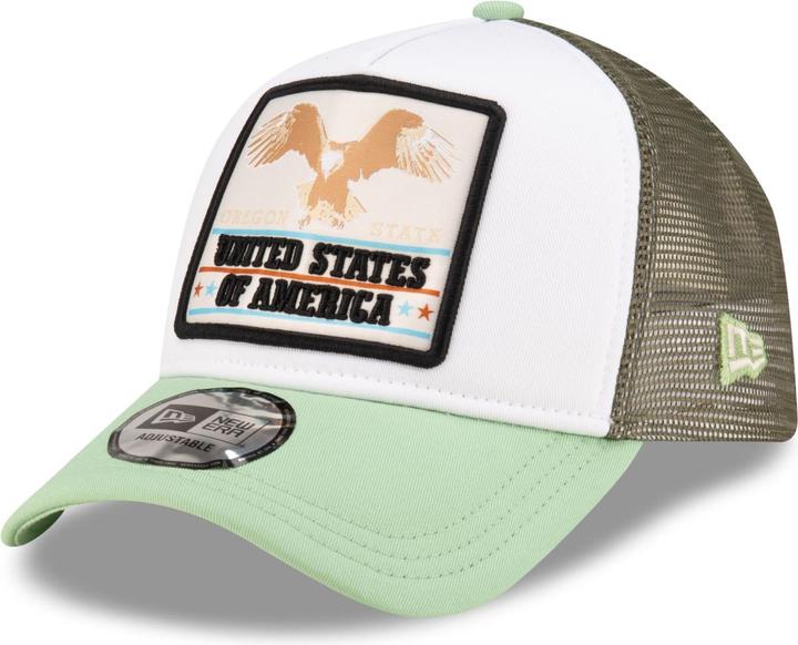 Actual product image New Era Adjustable A-Frame Trucker Cap - USA EAGLE