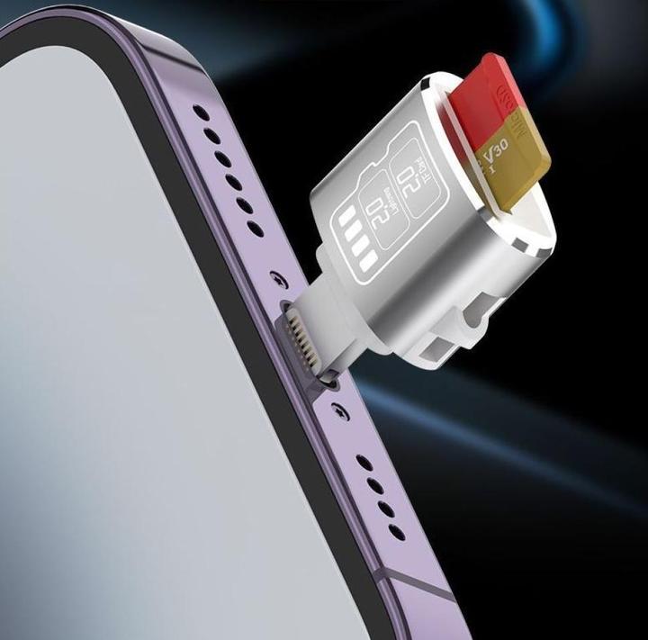 Actual product image PowerGuard Tinyplug Lightning MicroSD Photo Video File Transfer Adapter (Lightning, MicroDot)