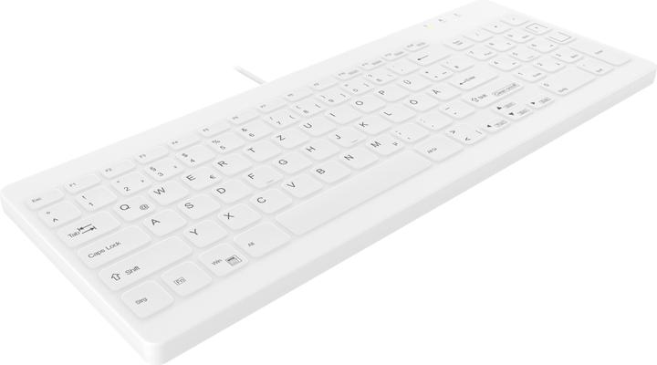 Actual product image Active Key Hygiene Compact Ultraflat Keyboard with NumPad Fully Sealed Watertight USB White (DE, Cable)